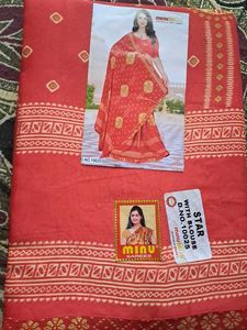 Bandhani. Red Saree with Blouse