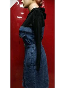 Denim &amp; Black Hoodie Dress