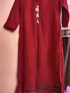 Burgundy Kurti With tassels