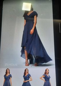 Elegant Blue high low Ruffled Dress