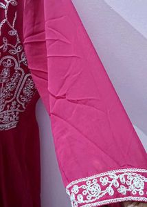 xxl pink embroided full length anarkali
