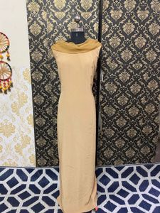 Beige Cowl Neck Maxi Dress