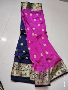 Elegant Blue &amp; Pink Saree