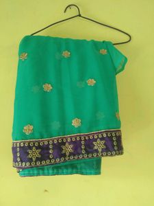 Green Embroidered Saree