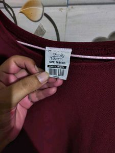 Wine Red Tshirt Dress With Ribbon Bow🎀