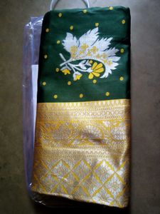 Green Colour Banarasi Simple Saree