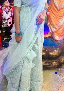 Bridal Powder Blue Colour Lehenga With Heavy Work