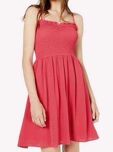 Coral Spaghetti Strap Mini Fit & Flare Party Dress