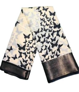 Kalamkari Dola Silk Butterfly Print Saree