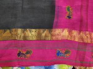 Elegant Pink &amp; Black Saree