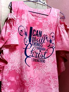Pink Floral Cold Shoulder Top