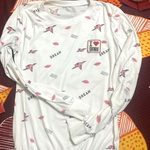 White Graphic Print Top