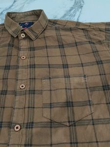 Men's Brown Checked Casual Shirt