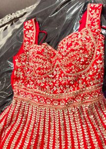 Wedding Gown Pinkis Red, Heavy Dress Embroidery