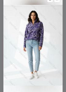 Imported Brand New Purple Floral Quarter Zip Top
