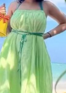 H&amp;M Green Voluminous Drawstring Dress