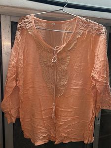 Peach Embroidered Blouse