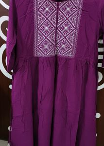 Dark Purple Colour Embroidery Kurta For Women