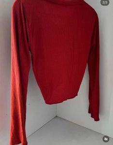 zudio Red Long Sleeve Top