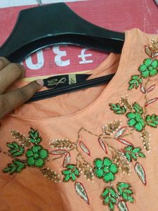 Elegant Peach Embroidered Gown