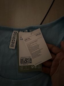 H&amp;M Pastel Blue Ribbed Vest Top