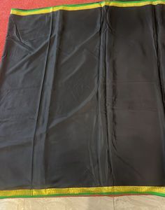 Vintage black And bright green mysore silk saree