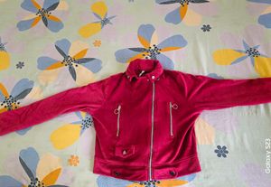 Cherry Red 🍒 Velour Biker Jacket ♥️
