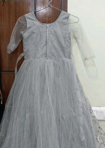 Girl&#39;s Grey Embroidered Dress