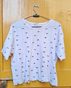 Floral Print Ruffle Tee