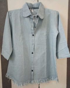 Denim Fringe Top