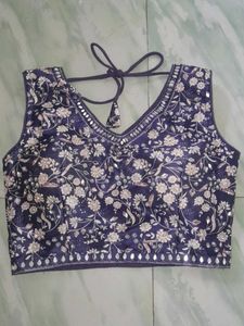 Embroidered Navy Blue Blouse