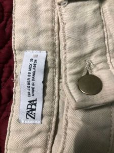 Zara High Waist Wide Leg Beige / Off White  Denims