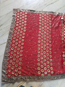 heavy bridal red mirchi colour saree