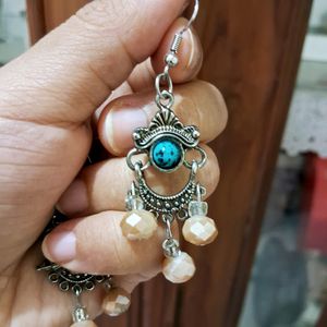 Blue &amp; Beige Dangle Earring