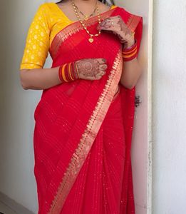 Sequence Work Chinon Silk Saree