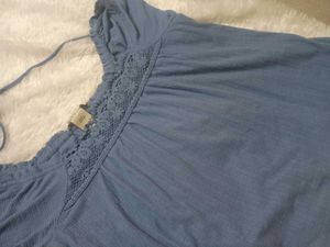 Cute Blue Off-Shoulder Top