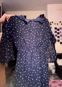 Navy Polka Dot Midi Dress