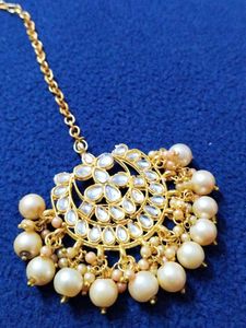 Elegant Indian Gold Plated Pearl Maangtikka