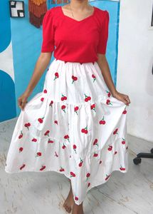 Cherry Print Skirt And Top