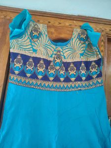 Blue Embroidered Anarkali