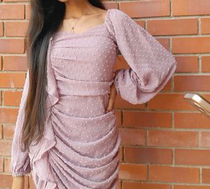 Lavender ruffle  Bodycon Dress