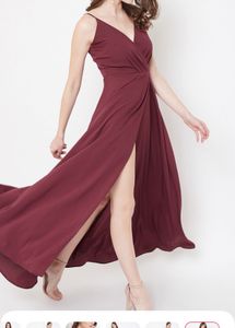 Burgundy Maxi Dress with Slit