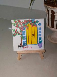 Hand-Painted Door Art on Mini Easel