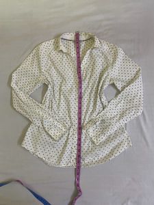 H&amp;M White Polka Dot Shirt Size S