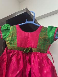 Cute Pink &amp; Green Ethnic Dress