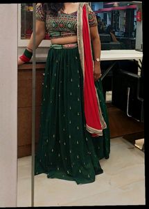 Green Crop Top And Lehenga💚