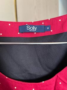 Allen Solly Red Polka Dot Casual Dress