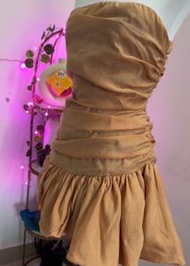 tan mini ballon dress