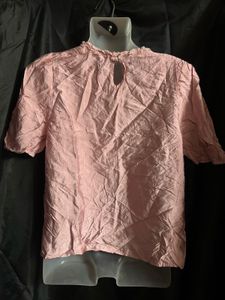 Pink Ruffled Short Sleeve Top