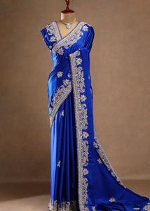 Royal Blue Stone Work Designer Saree